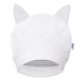 Luxusní dětská zimní čepička s oušky New Baby Snowy collection Bílá | 62 (3-6m), 68 (4-6m), 74 (6-9m), 80 (9-12m), 86 (12-18m)