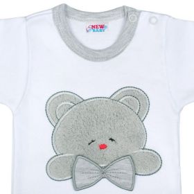 Luxusní kojenecké body s dlouhým rukávem New Baby Honey Bear s 3D aplikací Bílá