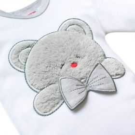 Luxusní kojenecké body s dlouhým rukávem New Baby Honey Bear s 3D aplikací Bílá