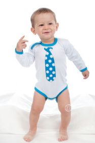 Body s potiskem New Baby s tyrkysovou kravatou