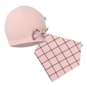 Kojenecká čepička s šátkem na krk New Baby Missy růžová | 86 (12-18m)