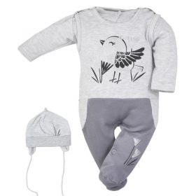 3-dílná bavlněná dětská souprava Koala Birdy šedá Šedá