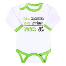 Body s potiskem New Baby 50% MAMINKA + 50% TATÍNEK - 100% JÁ zelené