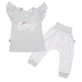 2-dílná kojenecká bavlněná souprava New Baby Happy Flower šedá Šedá | 56 (0-3m), 62 (3-6m), 68 (4-6m), 74 (6-9m), 80 (9-12m), 86 (12-18m), 92 (18-24m)