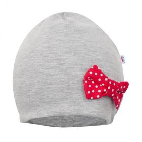 Kojenecká čepička s šátkem na krk New Baby Missy šedo-červená Červená