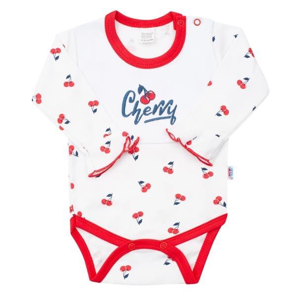 Kojenecké bavlněné body s dlouhým rukávem New Baby Cherry Červená