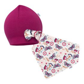 Kojenecká čepička s šátkem na krk New Baby Missy fialová | 92 (18-24m)