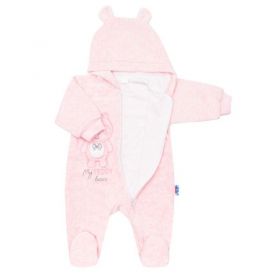 Kojenecký semiškový overal s kapucí New Baby Sweetheart růžový