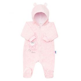 Kojenecký semiškový overal s kapucí New Baby Sweetheart růžový | 62 (3-6m), 68 (4-6m), 74 (6-9m)