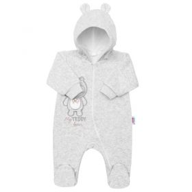 Kojenecký semiškový overal s kapucí New Baby Sweetheart šedý Šedá | 68 (4-6m)