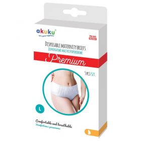 Jednorázové poporodní kalhotky Akuku PREMIUM vel. L 5ks Bílá