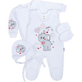 Soupravička 4-dílná New Baby Sloník bílo šedá Šedá