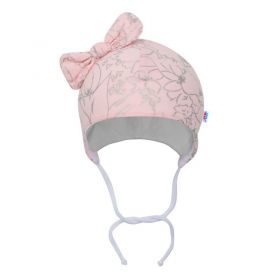 Kojenecká bavlněná čepička s mašličkou New Baby NUNU růžová | 68 (4-6m), 74 (6-9m), 80 (9-12m)