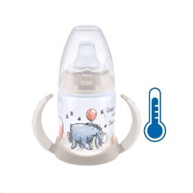 Kojenecká láhev na učení NUK Medvídek Pú s kontrolou teploty 150 ml béžová
