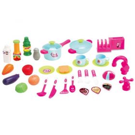 Dětská kuchyňka Baby Mix malý šéfkuchař + příslušenství růžová