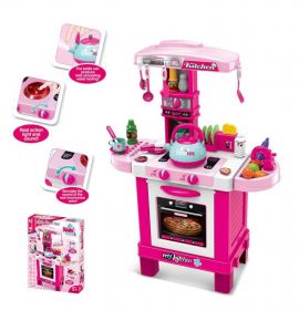 Dětská kuchyňka Baby Mix malý šéfkuchař + příslušenství růžová