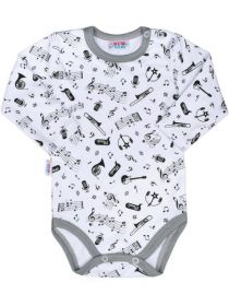 Kojenecké body s dlouhým rukávem New Baby Music Bílá
