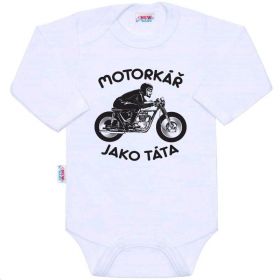 Body s potiskem New Baby Motorkář jako táta Bílá | 56 (0-3m), 80 (9-12m)