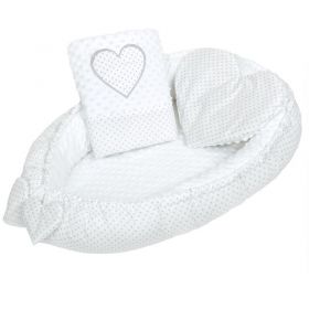 Luxusní hnízdečko s polštářkem a peřinkou New Baby Srdíčko bílé