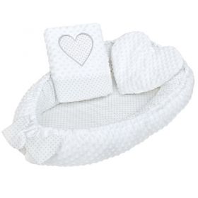 Luxusní hnízdečko s polštářkem a peřinkou New Baby Srdíčko bílé