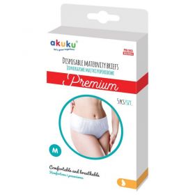 Jednorázové poporodní kalhotky Akuku PREMIUM vel. M 5ks Bílá