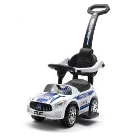 Dětské odrážedlo se zvukem a vodící tyčí Baby Mix POLICE bílé