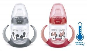 Kojenecká láhev na učení NUK Disney Mickey s kontrolou teploty 150 ml šedá
