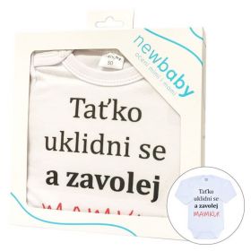 Body s potiskem New Baby a zavolej MAMKU! - dárkové balení Bílá | 50, 56 (0-3m), 68 (4-6m), 74 (6-9m), 80 (9-12m), 86 (12-18m)