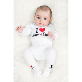 Body s potiskem New Baby I Love Mum and Dad - dárkové balení Červená