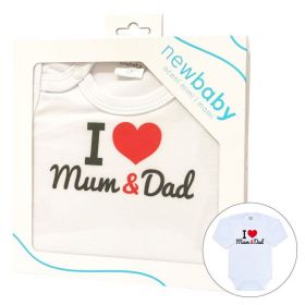 Body s potiskem New Baby I Love Mum and Dad - dárkové balení Červená | 62 (3-6m), 68 (4-6m), 74 (6-9m), 80 (9-12m), 86 (12-18m)