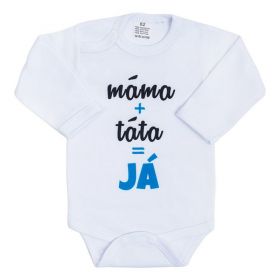 Body s potiskem New Baby máma plus táta rovná se JÁ - dárkové balení Modrá