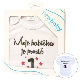 Body s potiskem New Baby Moje babička je prostě jednička - dárkové balení Červená | 50, 56 (0-3m), 62 (3-6m), 68 (4-6m), 74 (6-9m), 80 (9-12m), 86 (12-18m)