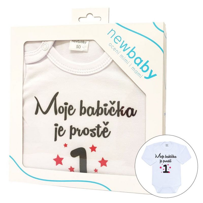 Body s potiskem New Baby Moje babička je prostě jednička - dárkové balení Červená