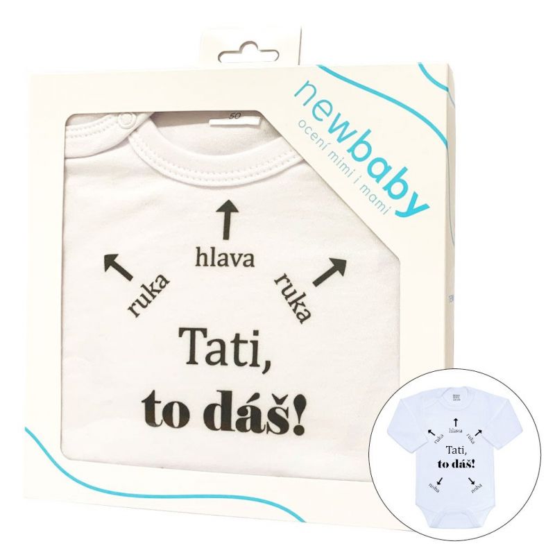 Body s potiskem New Baby Tati, to dáš! - dárkové balení Bílá