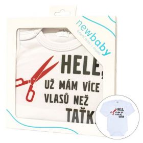 Body s potiskem New Baby Více vlasů než taťka - dárkové balení Bílá | 50, 56 (0-3m), 62 (3-6m), 68 (4-6m), 74 (6-9m), 80 (9-12m), 86 (12-18m)