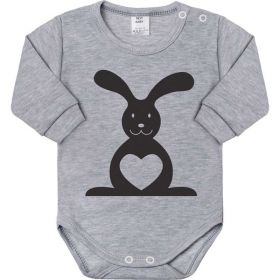 Kojenecké body s dlouhým rukávem New Baby Zvířátko Zajíček - dárkové balení Šedá