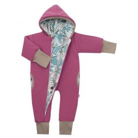 Zateplený jarní overal s kapucí New Baby Spring purple-pink Růžová