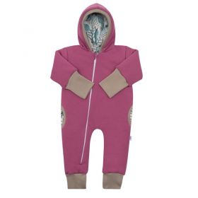 Zateplený jarní overal s kapucí New Baby Spring purple-pink Růžová