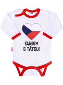 Body s potiskem New Baby Fandím s tátou - dárkové balení Červená