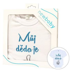 Body s potiskem New Baby Můj děda je jednička - dárkové balení Tyrkysová | 50, 56 (0-3m), 62 (3-6m), 68 (4-6m), 74 (6-9m), 80 (9-12m), 86 (12-18m)