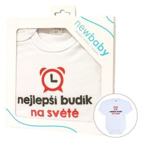 Body s potiskem New Baby nejlepší budík na světě - dárkové balení Červená | 50, 56 (0-3m), 62 (3-6m), 68 (4-6m), 74 (6-9m), 80 (9-12m), 86 (12-18m)