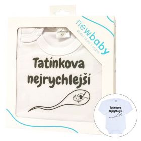 Body s potiskem New Baby Tatínkova nejrychlejší - dárkové balení Bílá | 50, 56 (0-3m), 62 (3-6m), 68 (4-6m), 74 (6-9m), 80 (9-12m), 86 (12-18m)