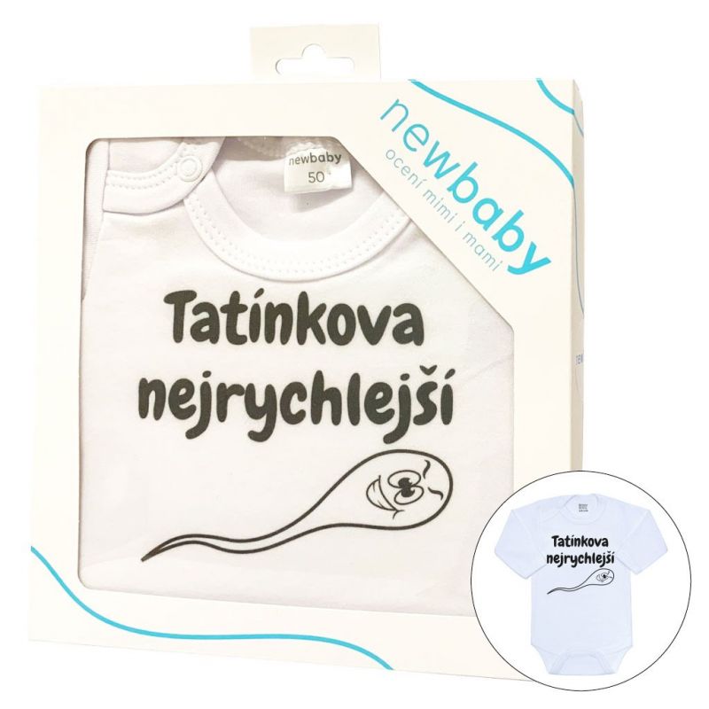 Body s potiskem New Baby Tatínkova nejrychlejší - dárkové balení Bílá