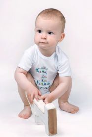Body s potiskem New Baby Už mám 1 rok modré