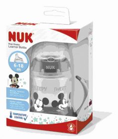 Kojenecká láhev na učení NUK Disney Mickey s kontrolou teploty 150 ml červená