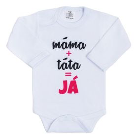 Body s potiskem New Baby máma plus táta rovná se JÁ - dárkové balení Růžová