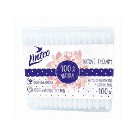 Papírové vatové tyčinky 100% natural Linteo 100 ks v boxu
