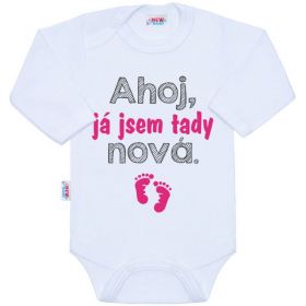 Body s potiskem New Baby Ahoj, já jsem tady nová - dárkové balení Růžová