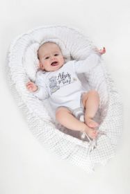 Body s potiskem New Baby Ahoj, jsem tady! - dárkové balení Šedá