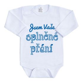 Body s potiskem New Baby Jsem Vaše splněné přání - dárkové balení Modrá